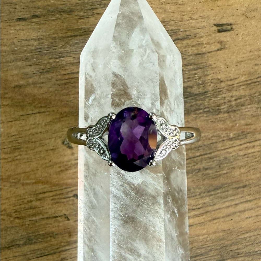 Amethyst Stone Butterfly Ring - Brand New